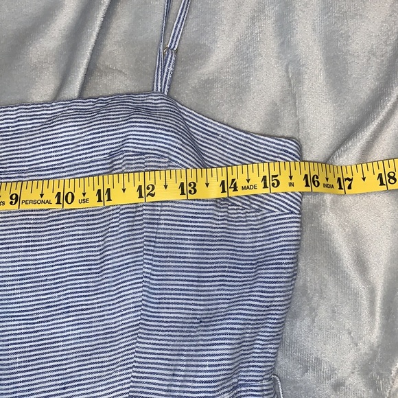 J CREW Spaghetti-strap jumpsuit striped beauchamps linen blue white wide leg 4 - Picture 11 of 14